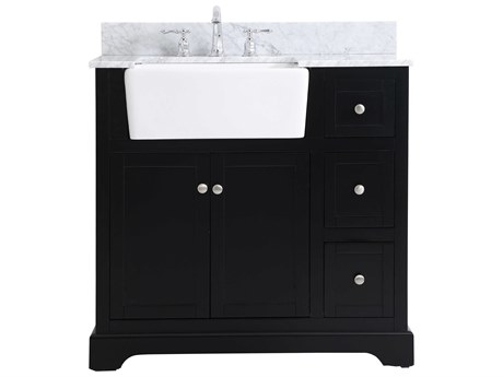 Elegant Lighting Franklin Black / Brushed Nickel 36" Vanity with Backsplash