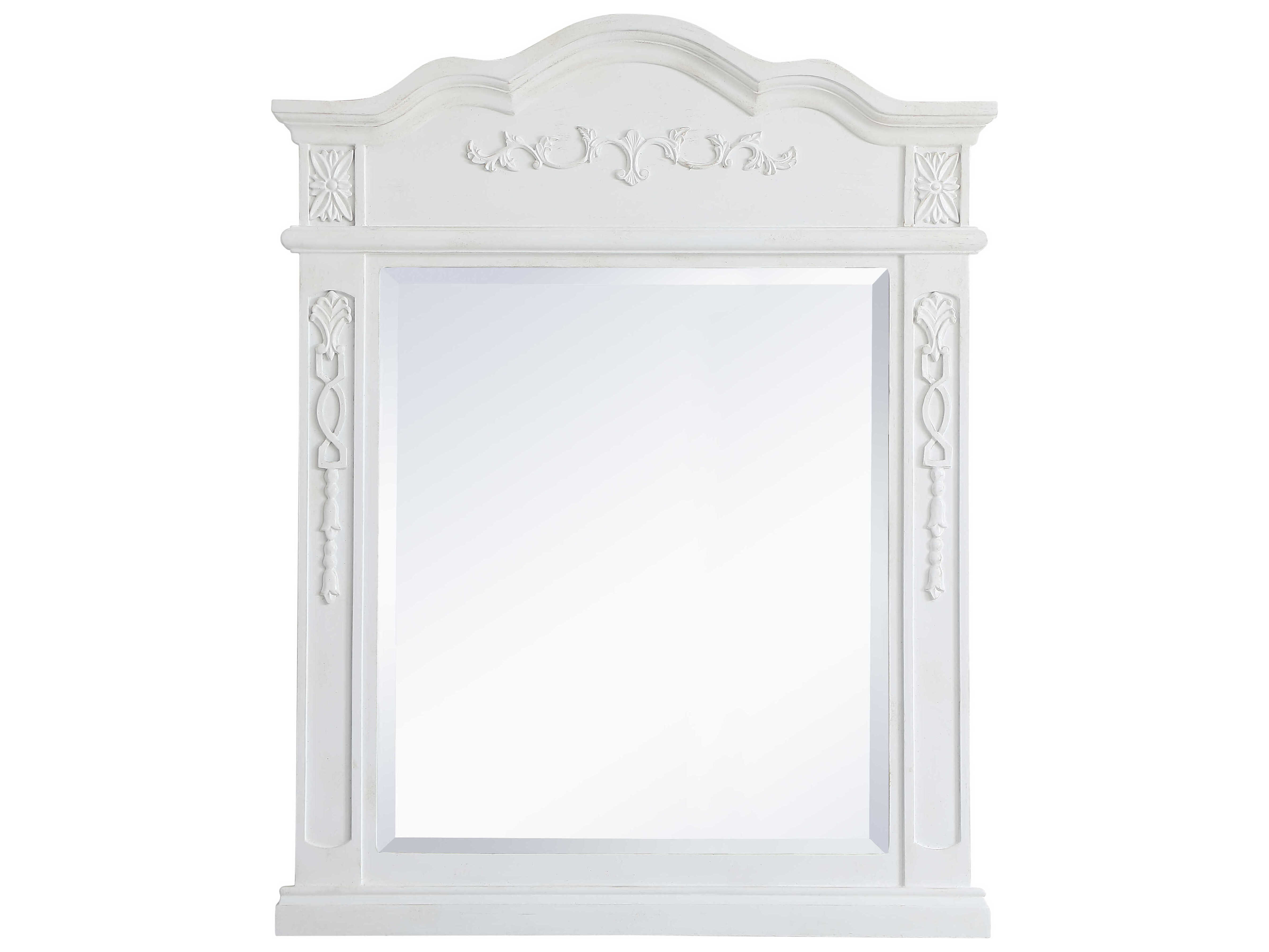 Elegant Lighting Lenora Antique White 28''W x 36''H Rectangular Wall Mirror  EGVM32836AW
