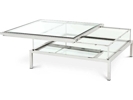 Eichholtz Harvey Sliding Top Polished Ss Coffee Table