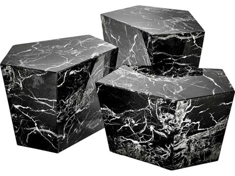Eichholtz Prudential Set of 3 Black Faux Marble Coffee Table