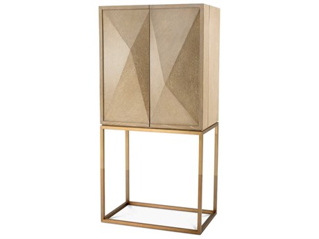 Eichholtz Highland Washed Oak Veneer Bar Cabinet