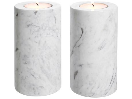 Eichholtz Tobor M White Marble Set of 2 Tealight Holder
