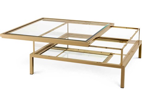 Eichholtz Harvey Sliding Top Brushed Brass Coffee Table