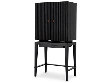 Eichholtz Dimitrios Charcoal Grey Oak Veneer Bar Cabinet