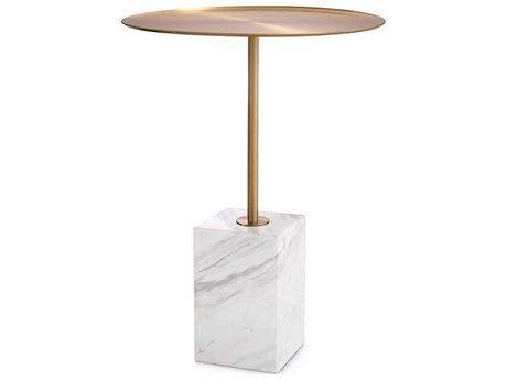 Eichholtz Cole Brushed Brass White Marble Side Table