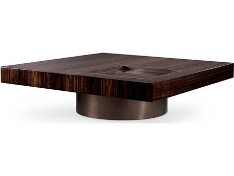 Eichholtz Otus Square Eucalyptus Veneer Bronze Coffee Table
