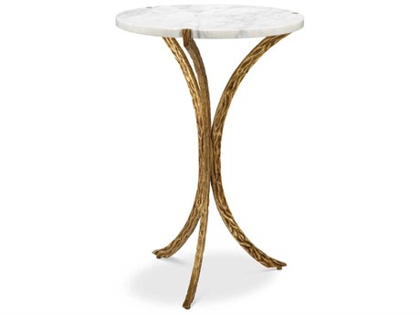 Eichholtz Emmeline Vintage Brass White Marble Side Table