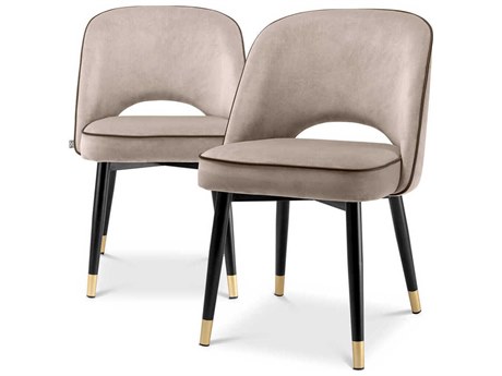 Eichholtz Cliff Black Velvet Upholstered Armless Dining Chair Set of 2
