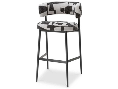 Eichholtz Folsom Brooklyn Black Legs Upholstered Bar Stool