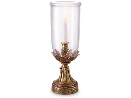 Eichholtz Hurricanes Polished Brass Clear Glass Candle Holder