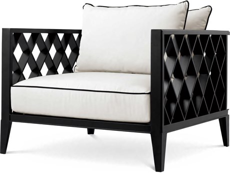 Eichholtz Outdoor Black Finish Sunbrella Canvas Lounge Chair