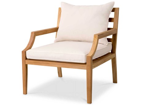 Eichholtz Outdoor Natural Teak Flores Off-white Lounge Chair