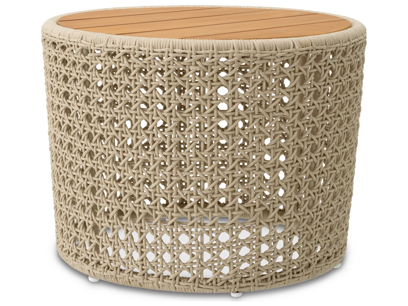 Eichholtz Outdoor Trinity Natural Teak | Cream Rope Round End Table