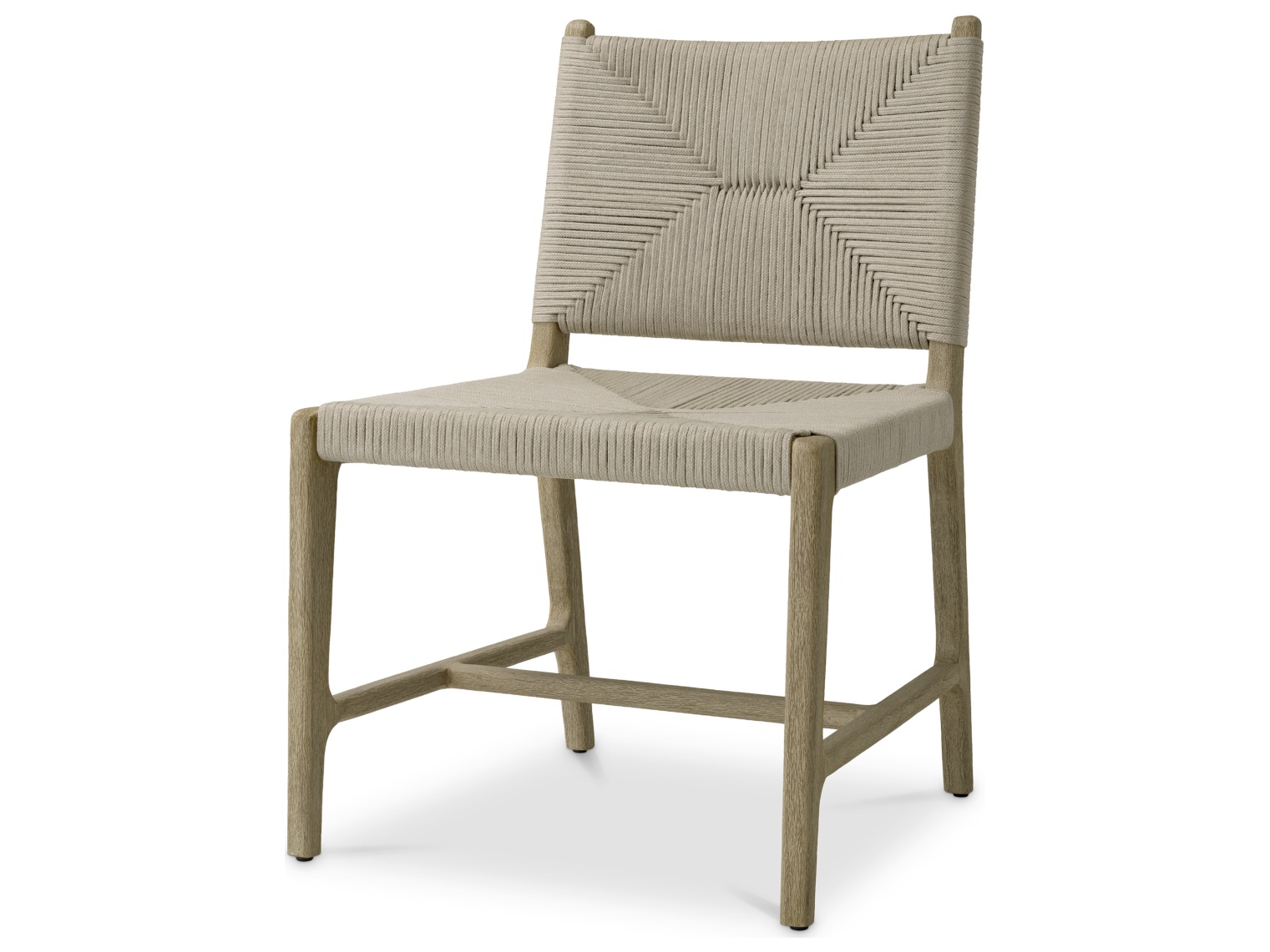 Eichholtz Outdoor Pivetti Aged Teak | Light Grey Rope Dining Chair
