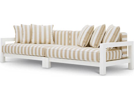 Eichholtz Outdoor Matte White Finish Florent Beige Sofa