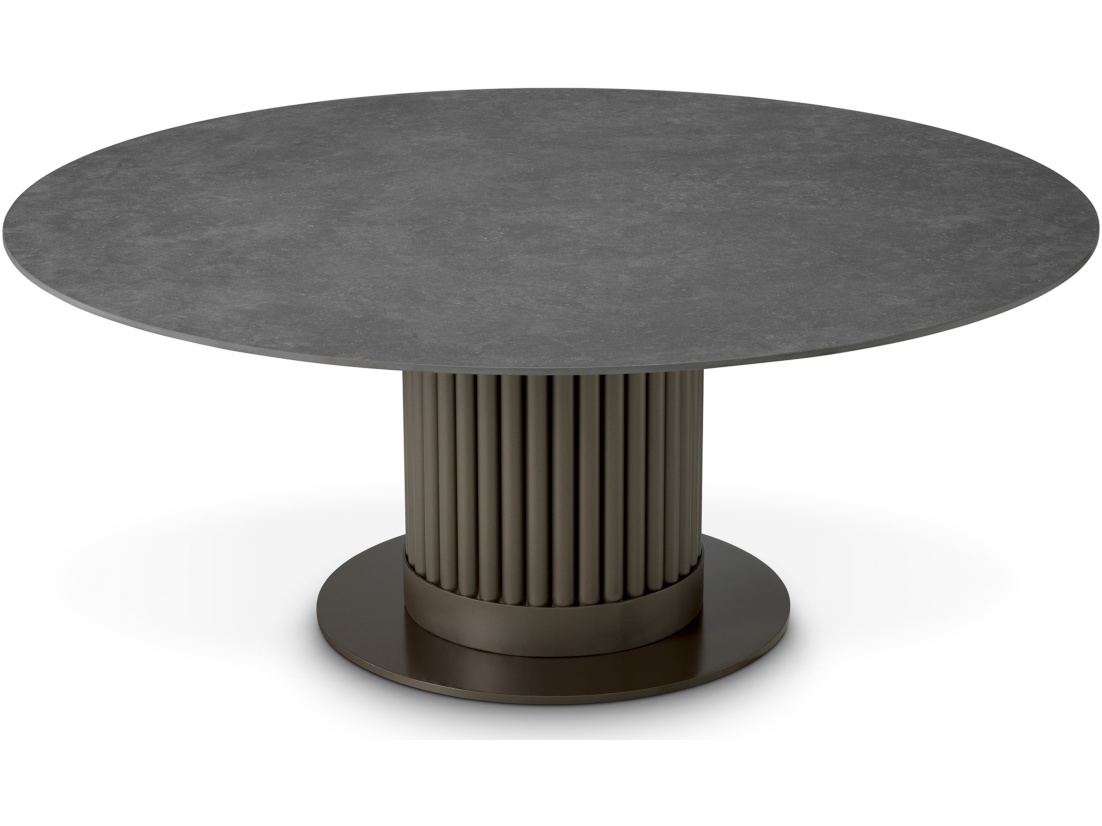 Eichholtz Outdoor Volterra Round Bronze Finish | Grey Ceramic Top Coffee Table