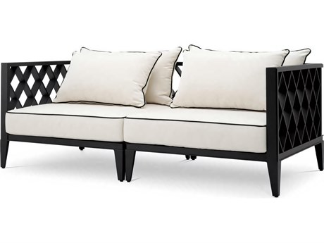 Eichholtz Outdoor Black Finish Sunbrella Canvas Sofa
