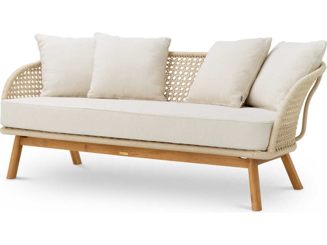 Eichholtz Outdoor Trinity Viola Sand | Natural Teak Cream Rope Cushion Sofa
