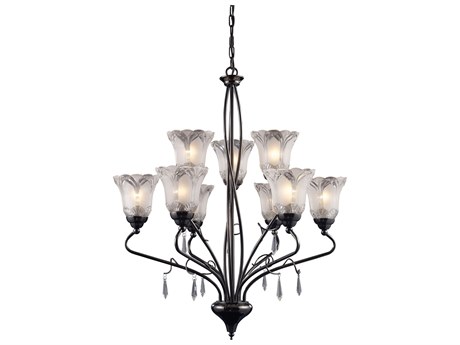 Elk Home Nouveau 9-Light Black Chrome Traditional Candelabra Chandelier