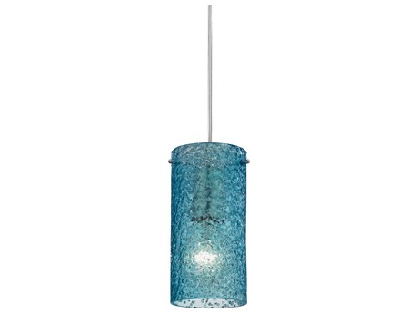 Elk Home Ice Fragments 1-Light Satin Nickel Midnight Blue Cylinder Pendant