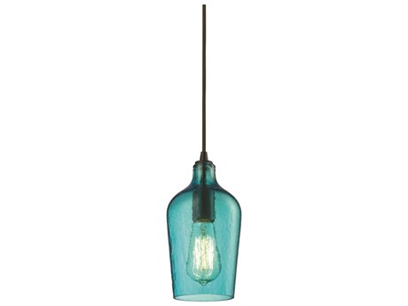 Elk Home Hammered Glass 1-Light Oil Rubbed Bronze Mini Pendant