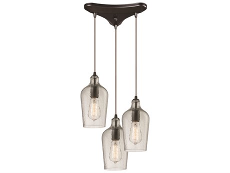 Elk Home Hammered Glass 3-Light Oil Rubbed Bronze Pendant