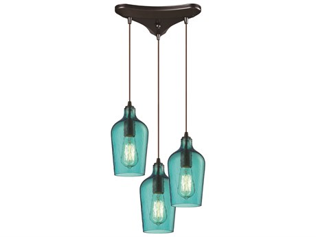 Elk Home Hammered Glass 3-Light Oil Rubbed Bronze Pendant