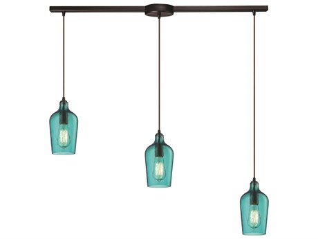 Elk Home Hammered Glass 3-Light Oil Rubbed Bronze Island Pendant