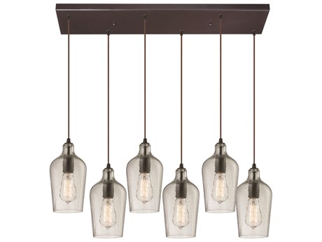 Elk Home Hammered Glass 6-Light Oil Rubbed Bronze Island Pendant