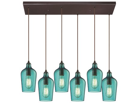 Elk Home Hammered Glass 6-Light Oil Rubbed Bronze Island Pendant