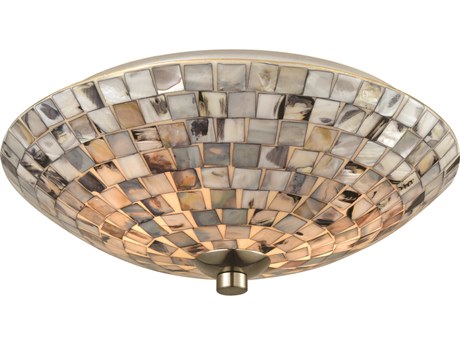 Elk Home Cappa Shells 2-Light Satin Nickel Glass Bowl Flush Mount