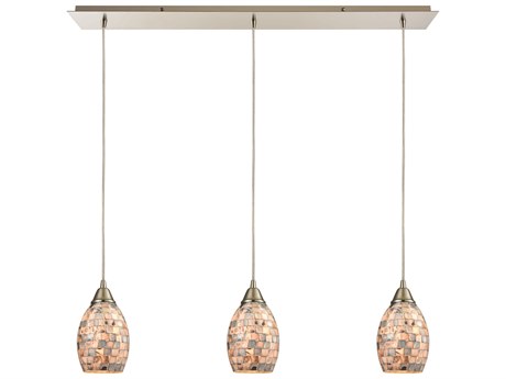 Elk Home Capri 3-Light Satin Nickel Glass Island Pendant