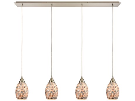 Elk Home Capri 4-Light Satin Nickel Glass Pendant