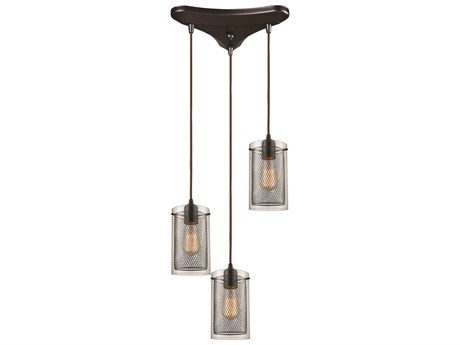 Elk Home Brant 3-Light Oil Rubbed Bronze Glass Cylinder Mini Pendant