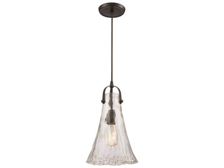 Elk Home Hand-formed Glass 1-Light Oil Rubbed Bronze Clear Mini Pendant