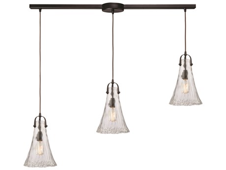 Elk Home Hand-formed Glass 3-Light Oil Rubbed Bronze Clear Bell Island Pendant