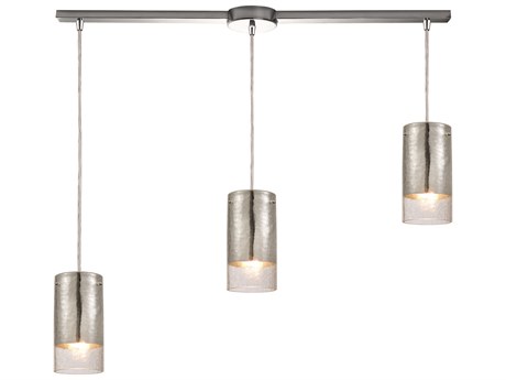Elk Home Tallula 3-Light Polished Chrome Clear Glass Cylinder Island Pendant