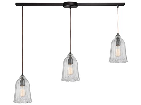 Elk Home Hand-formed Glass 3-Light Oil Rubbed Bronze Bell Island Pendant