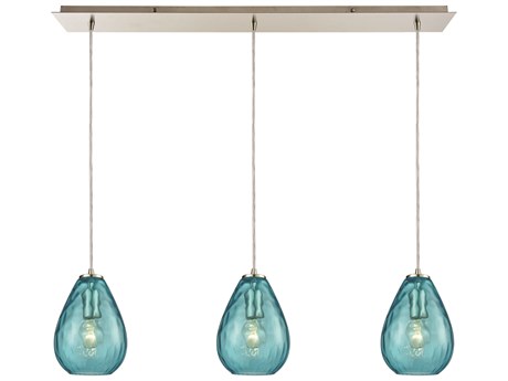Elk Home Lagoon 3-Light Satin Nickel Glass Island Pendant