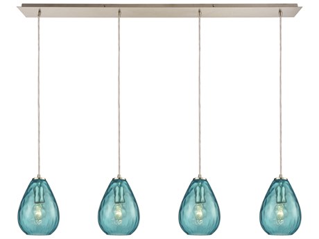 Elk Home Lagoon 4-Light Satin Nickel Glass Island Pendant