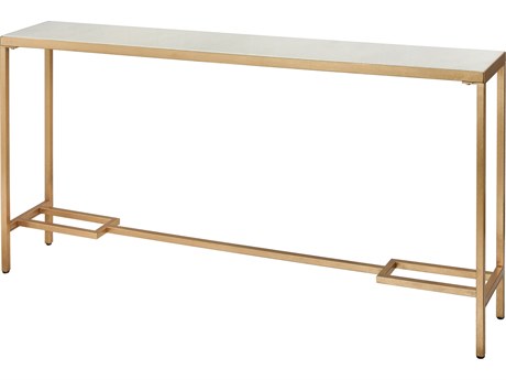Elk Home Equus Rectangular Marble Gold Leaf White Console Table