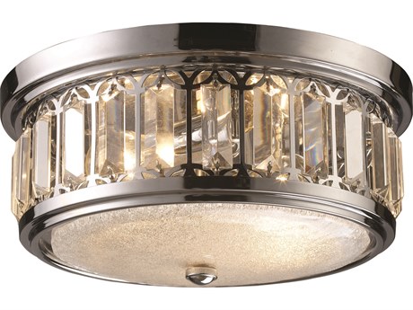 Elk Home Flushmount 2-Light Polished Chrome Glass Drum Flush Mount