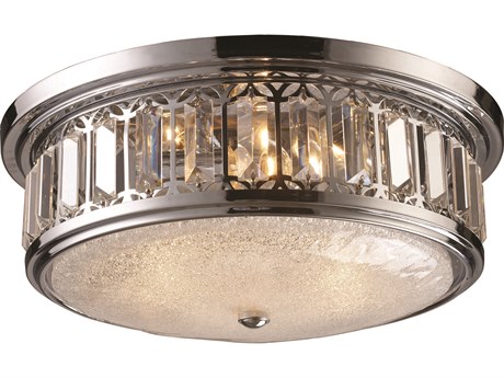 Elk Home Flushmount 3-Light Polished Chrome Glass Drum Flush Mount