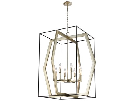 Elk Home Mixed Geometries 8-Light Oil Rubbed Bronze Antique Silver Leaf Candelabra Chandelier