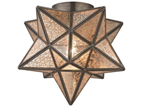 Elk Home Moravian Star 1-Light Antique Mercury Silver Geometric Flush Mount