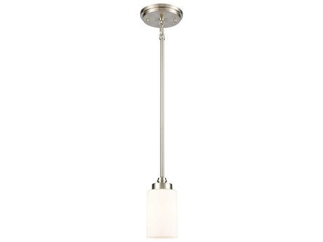 Elk Home Dawson 1-Light Satin Nickel Glass Cylinder Mini Pendant