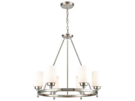 Elk Home Dawson 6-Light Satin Nickel Glass Cylinder Chandelier