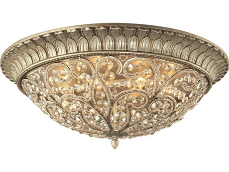 Elk Home Andalusia 8-Light Aged Silver Crystal Bowl Flush Mount