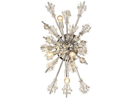 Elk Home Starburst 4-Light Polished Chrome Crystal Wall Sconce