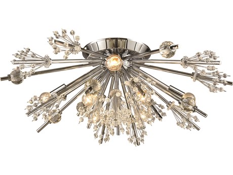 Elk Home Starburst 8-Light Polished Chrome Crystal Sputnik Flush Mount